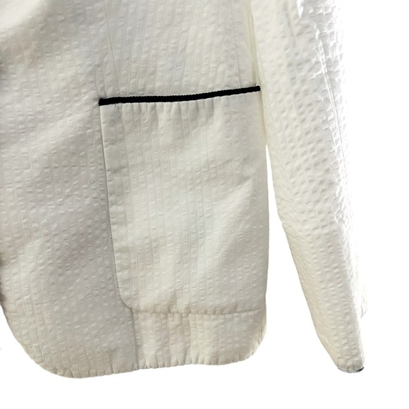 Tommy Hilfiger seersucker white blazer jacket with black piping Size 6 - Picture 6 of 13